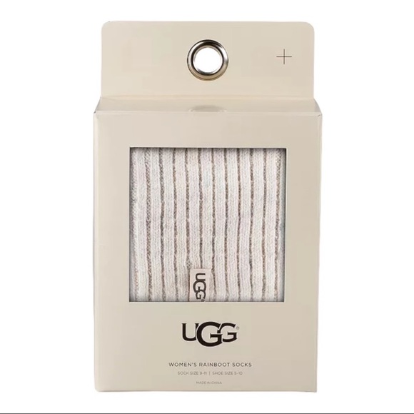 UGG Tall Boot Socks in Cream. Shaye Rain Boot Socks Cable Knit Knee High NEW NIB - Picture 5 of 9